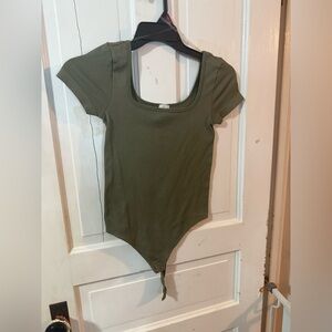 Ribbed Green Bodysuit
